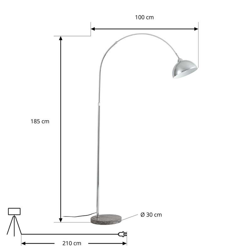 Lindby Stehleuchte Tonka Stehlampe LED E27 chromfarben grau 185cm - 4255830910753