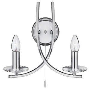 B-Ware Searchlight Wandleuchte Wandlampe Ascona 2-flammig Chrom Glas Schalter E14 LED