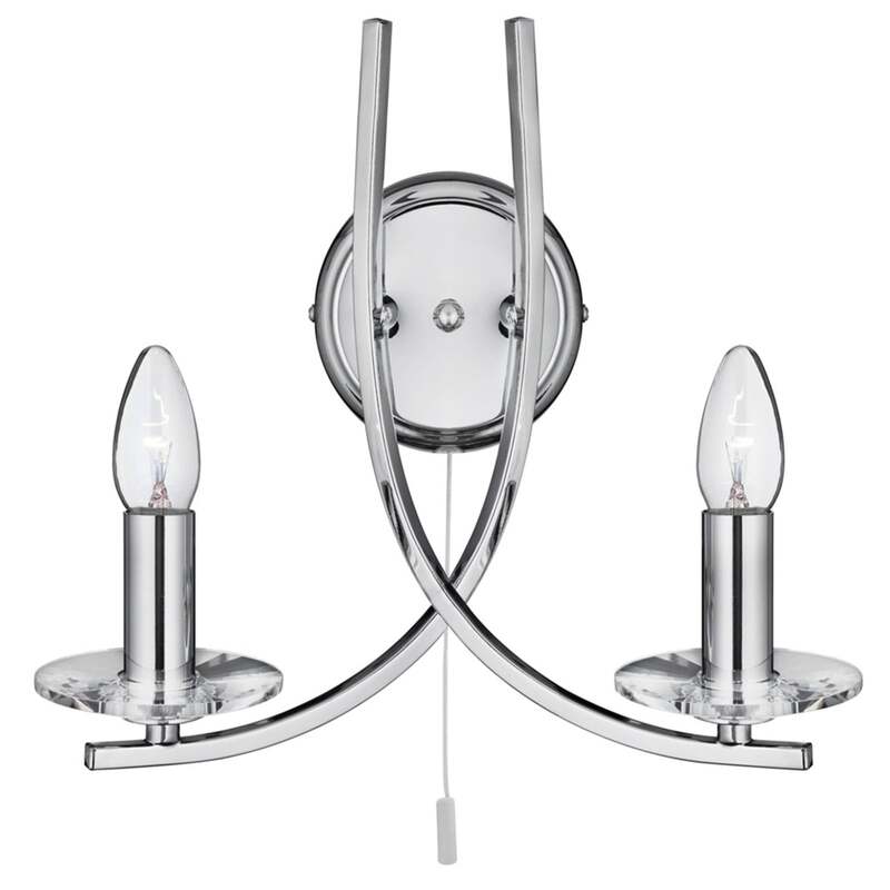 Searchlight Wandleuchte Wandlampe Ascona 2-flammig Chrom Glas Schalter E14 LED - 5053423020563