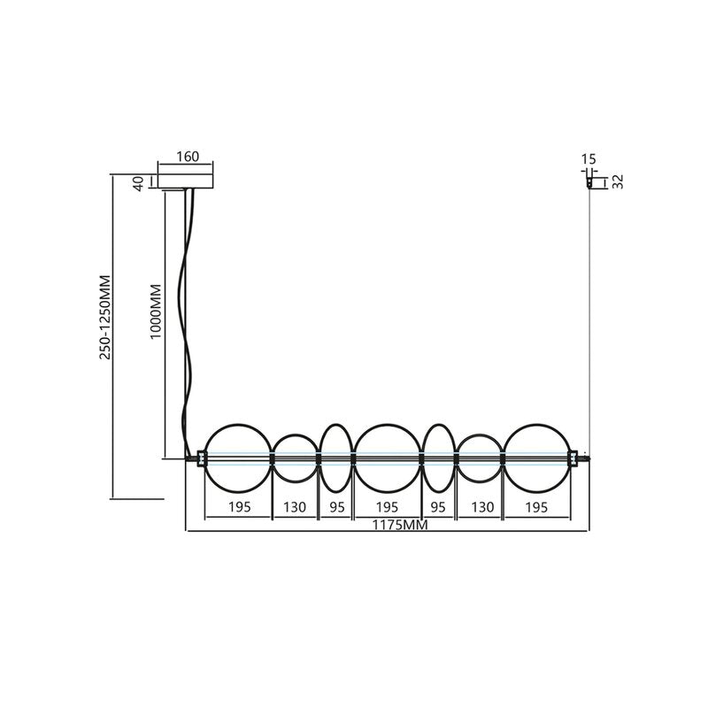Eko-Light Daphne LED Hängeleuchte Pendelleuchte Glas grau 118 cm SIEHE TEXT/FOTO - 5902693803485