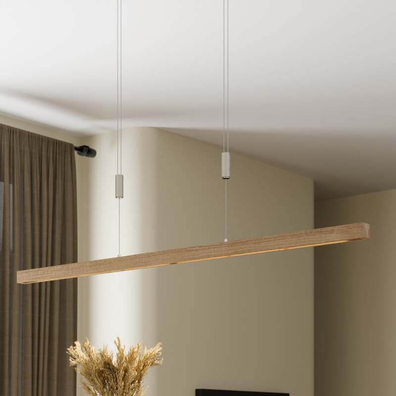 quitani Pendelleuchte Hängeleuchte Nora LED Lampe dimmbar Eiche natur 118cm - 4251096531824