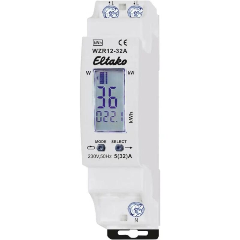 Eltako Wechselstromzähler WZR12-32A digital 32A mit Resetfunktion 230V IP20 - 4010312501252