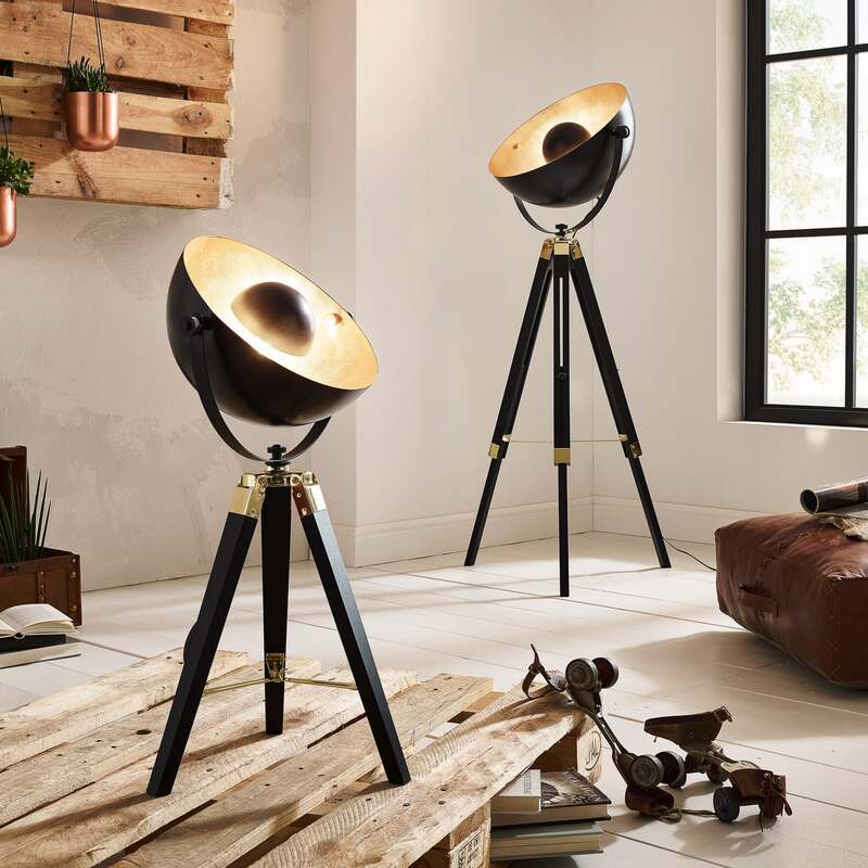 Stehlampe Covaleda Dreibein schwarz/gold höhenverstellbar 164 cm Eglo - 9002759496180