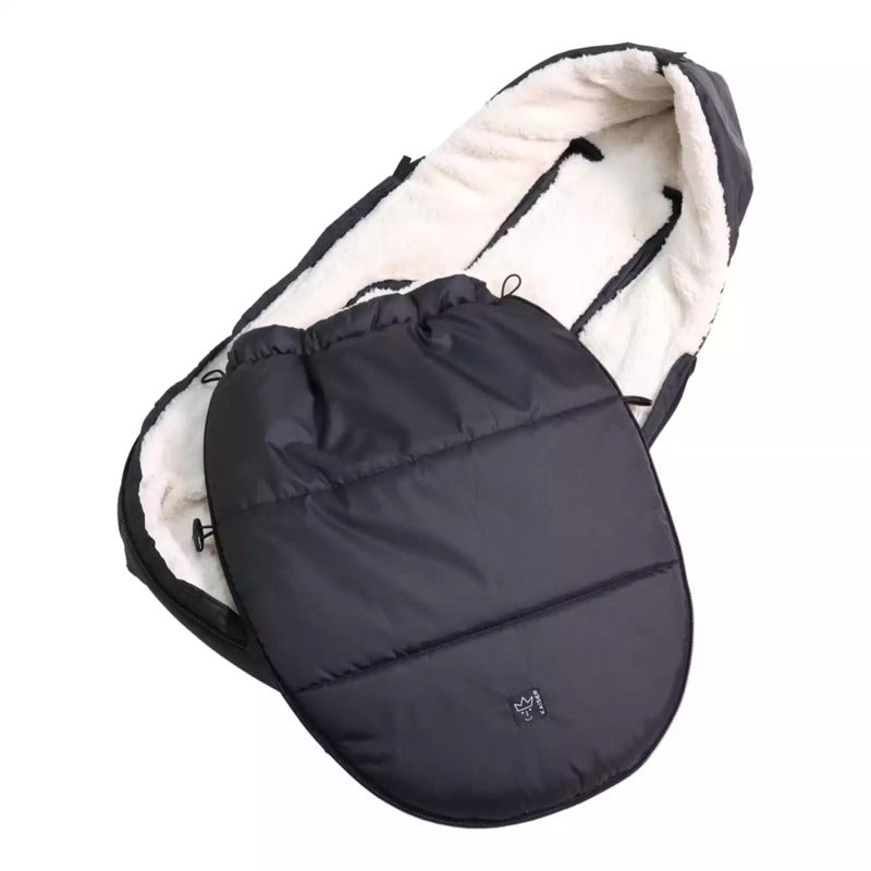 KAISER Hoody 2.0 Fußsack Babyschalenfußsack Schwarz Baby Kapuze Sherpa Fleece - 4011863842511