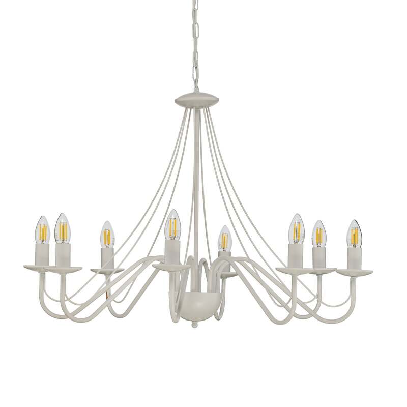 Kronleuchter Malbo Hängeleuchte LED 8-flammig dimmbar weiß Metall Ø77cm - 5902349238029
