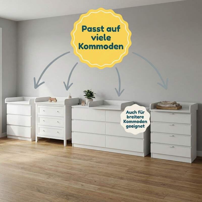 Little One Wickelaufsatz Wickelstation für Ikea MALM Hemnes NORDLI weiß sicher - 4002840012942
