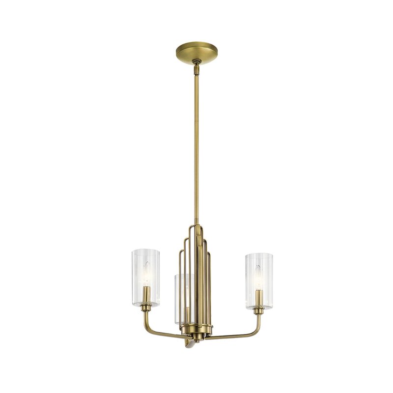 Quintiesse Hängeleuchte Kimrose Pendelleuchte Lampe messing gebürstet Glas 3-flg - 5024005716013