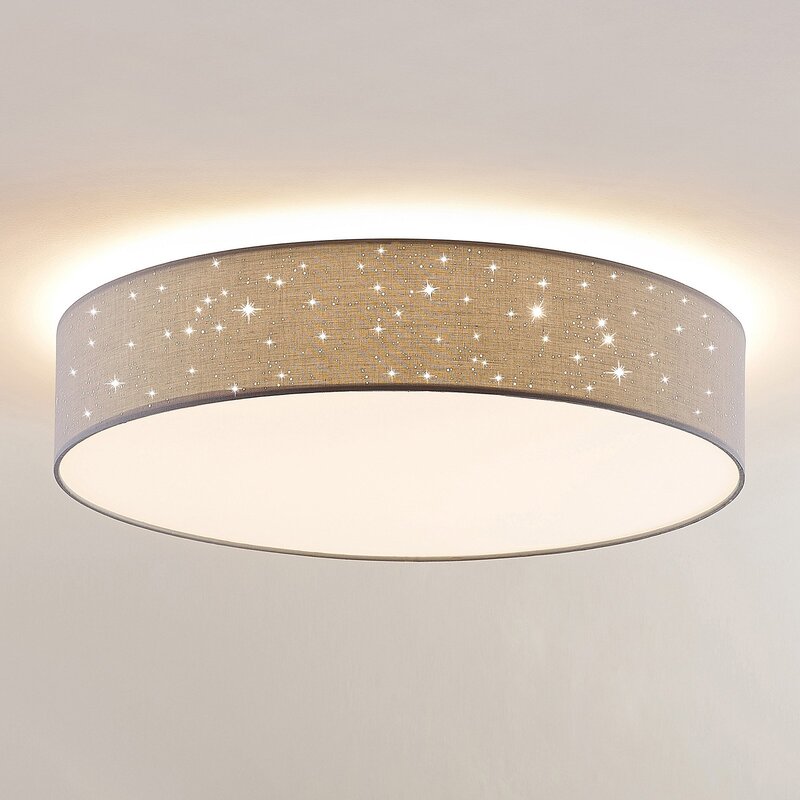 Lindby Deckenlampe Deckenleuchte Ellamina LED hellgrau Textil Wohnzimmerlampe483 - 4251096586596