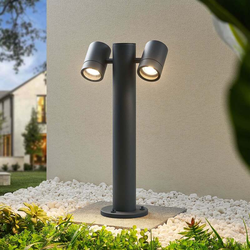 Lucande Sockelleuchte Maloney 50 cm anthrazit IP54 dimmbar 2x5W LED - 4251911736663