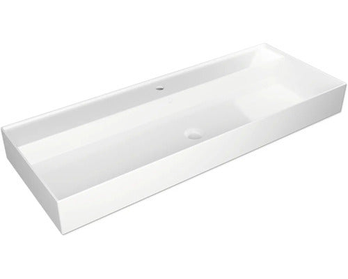 Jungborn Waschtisch Becken QUATTRO Badezimmer weiß glänzend 121 x 46 cm - 4306517903558