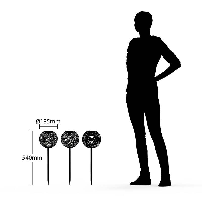 Lindby Gartenleuchte Solarleuchte Vilani LED 3er Set warmweiß IP44 54cm silber - 4251096599398