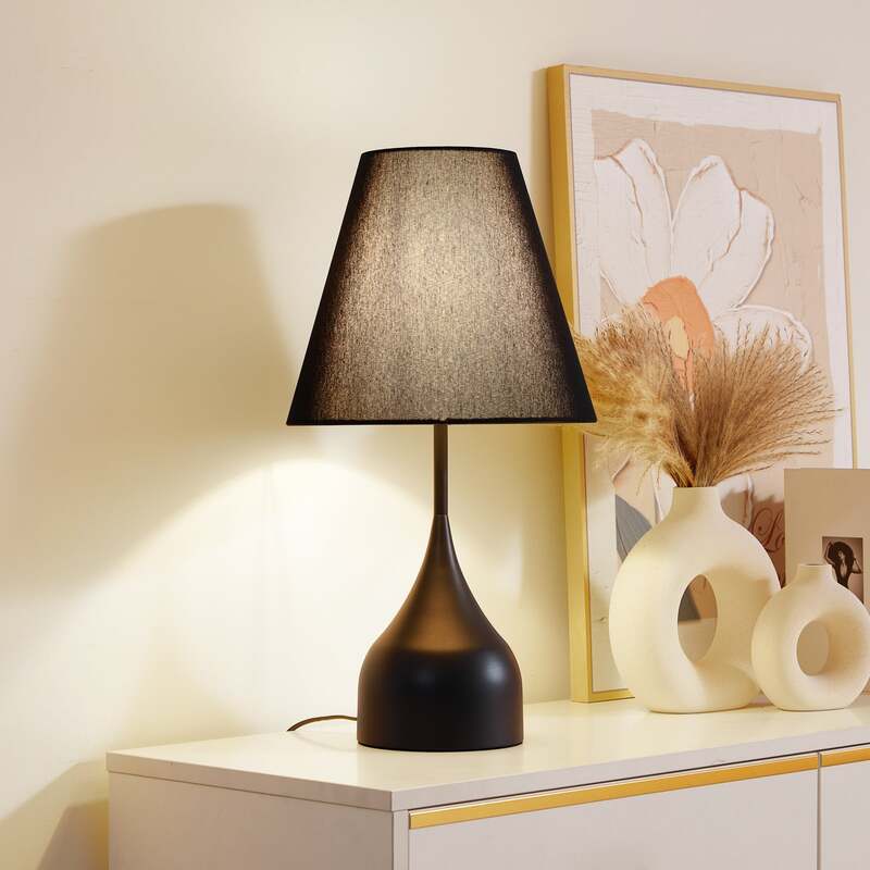 Lucande Tischleuchte Luoti LED Lampe Tischlampe schwarz 57cm hoch Ø 30cm Lampe - 4251911778809