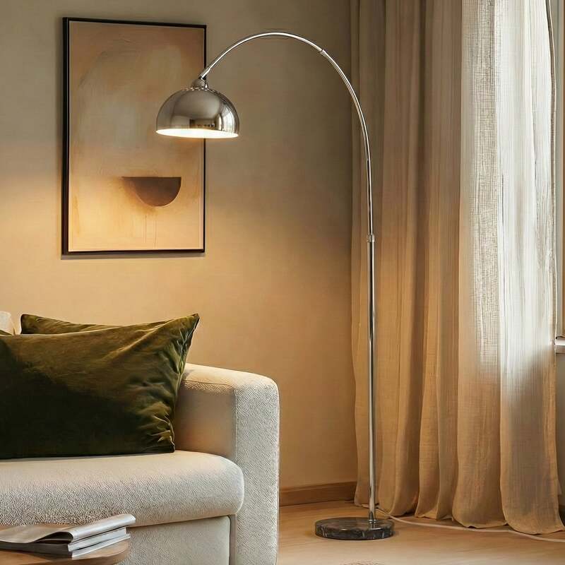 Lindby Stehleuchte Tonka Stehlampe LED E27 chromfarben grau 185cm - 4255830910753