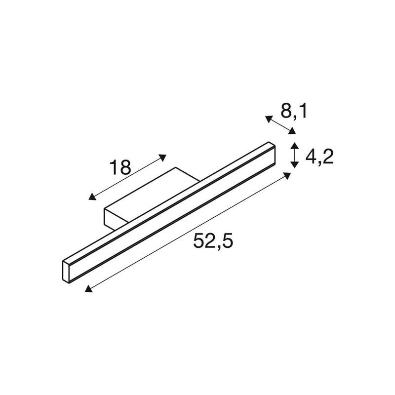 SLV Wandleuchte Lampe One Linear LED dimmbar schwarz CCT 52cm 1000Lumen IP44 - 4024163292474