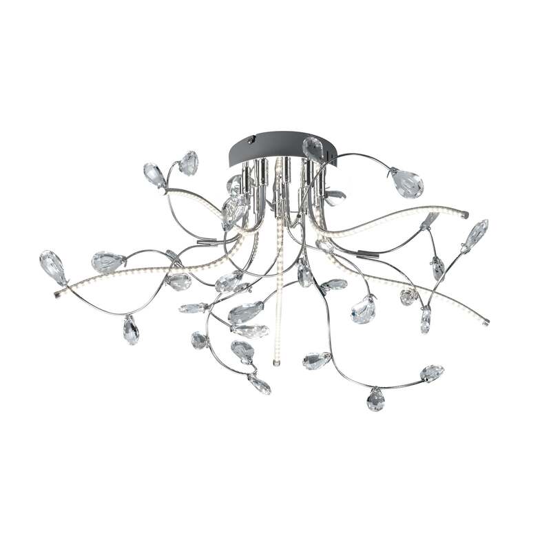 HELL Deckenleuchte Lampe Crystal LED Deckenlampe Kristall Chrom 54 cm Warmweiß - 4045542205779