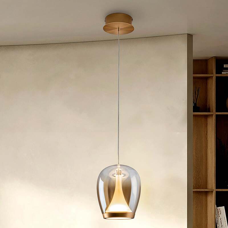 Schuller Valencia Pendelleuchte Hängeleuchte LED Glas gold amber Aluminium362 - 8435435341572