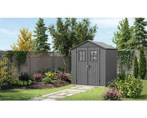 B-Ware Keter Gartenhaus Gerätehaus Darwin 6x8 granitgrau mit Fußboden und Doppeltür