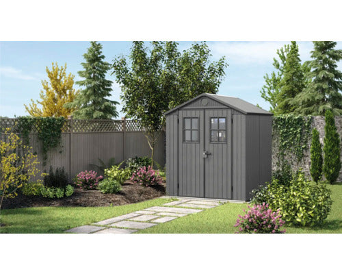 Keter Gartenhaus Gerätehaus Darwin 6x8 granitgrau mit Fußboden und Doppeltür - 4306516025244