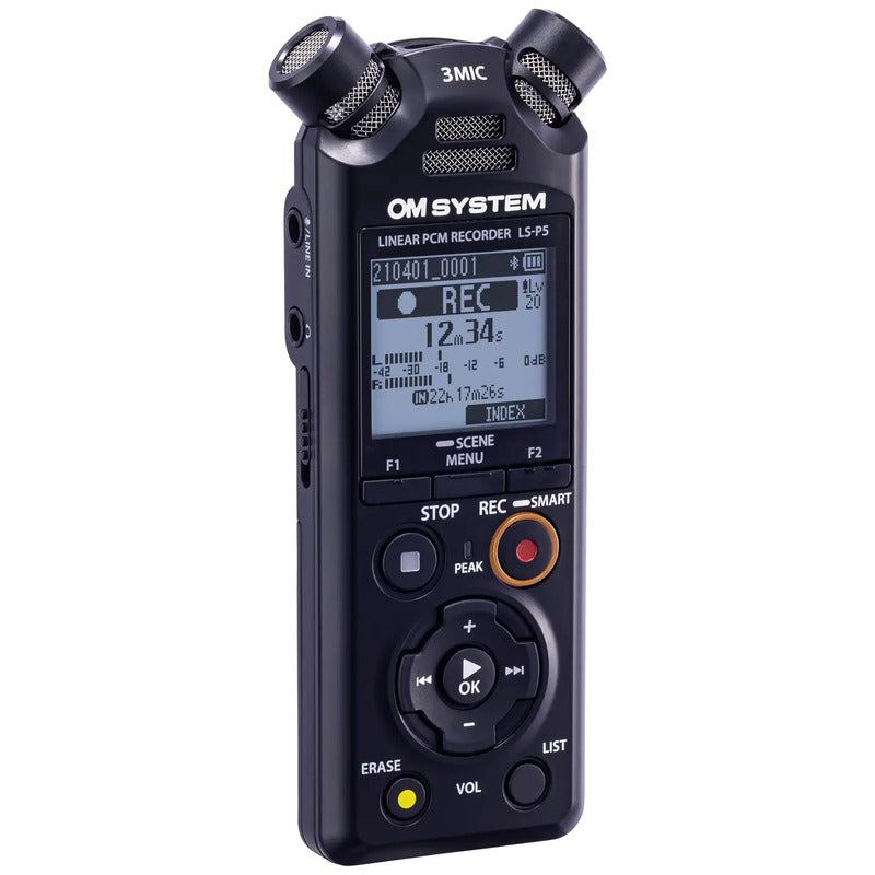 OM System LS-P5 Mobiler Audio-Recorder Schwarz 24-bit 96 kHz FLAC Aufnahme - 4545350053659