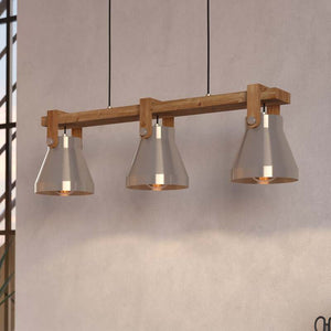 B-Ware Eglo Pendelleuchte Hängelampe Cawton Leuchte Stahl Holz 76 cm 3-flammig E27 LED