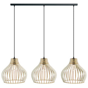 B-Ware Euluna Barrel Hängeleuchte Deckenlampe Pendelleuchte Lampe E27 Holzschirm Holz