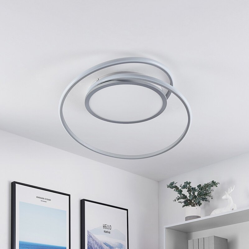 Lucande Deckenlampe Deckenleuchte LED silber Noud Eisen Aluminium Kunststoff dim - 4251096597660