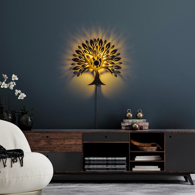 Wandlampe Heart Tree V2 schwarz Metall Stecker Schalter Wandleuchte Lampe Spot - 8683743676491