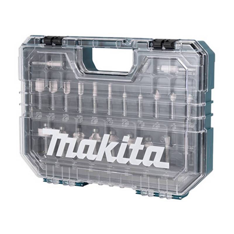 Makita Fräser-Set 22-teilig HM 8 mm für Holzarbeiten im Koffer 250x345 mm - 88381590228