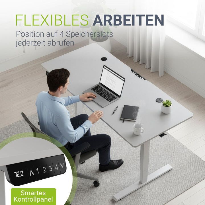 Schreibtisch höhenverstellbar elektrisch Arbeitsplatz mit Kabelführung und - 4260565527923