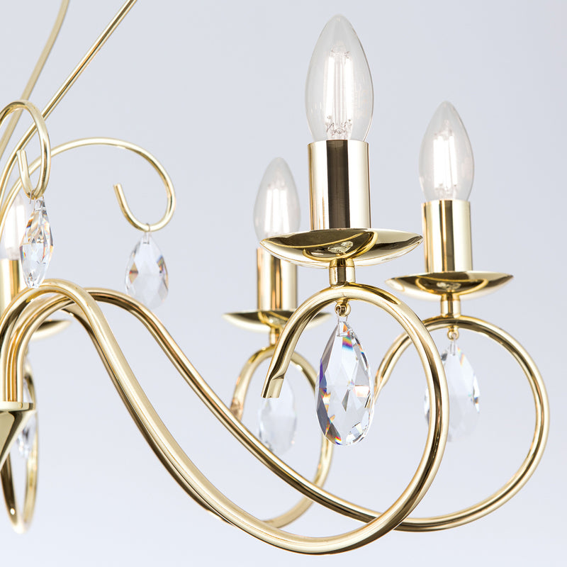 Orion Kronleuchter Alessia 8-flammig Hängelampe dimmbar Kristallglas gold Ø68cm - 9003090194681