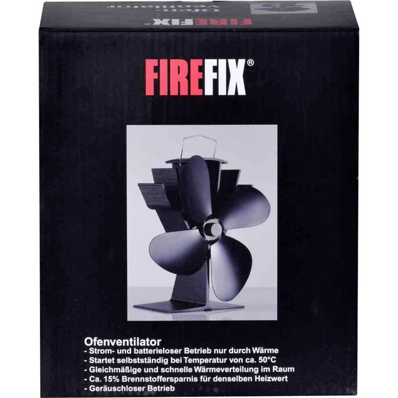 Firefix Ofenventilator Heizlüfter schwarz stromlos geräuschlos Wärmeverteilung - 4017537648458
