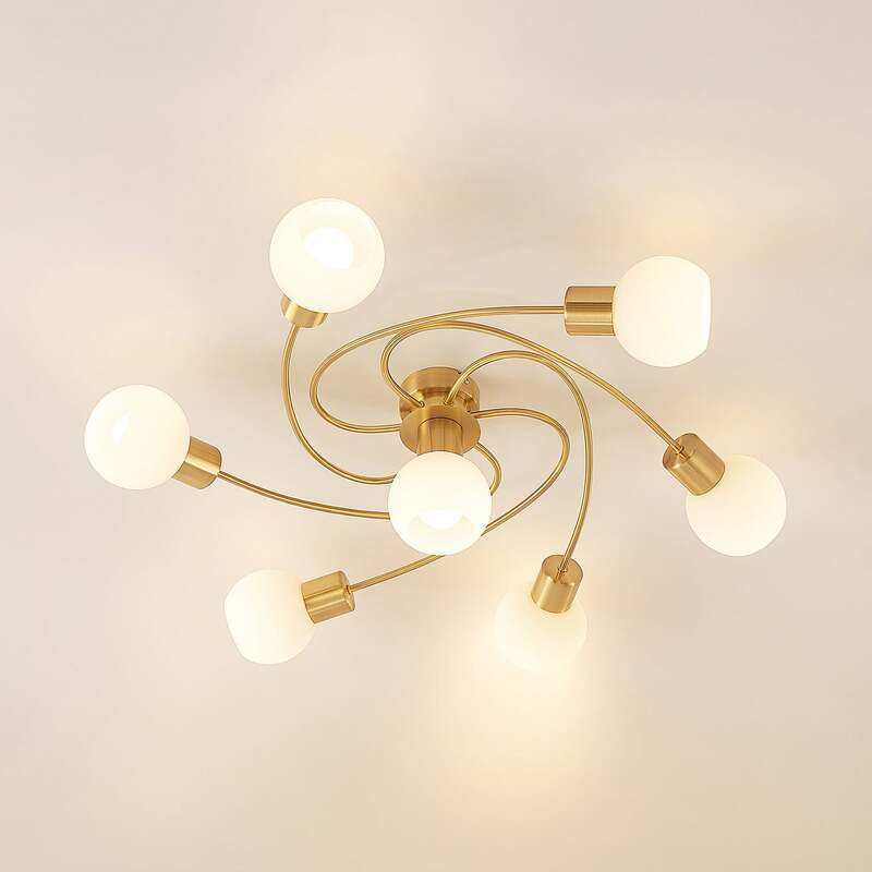 Lindby Deckenlampe Ciala 7-flg LED Deckenlampe messingfarben E14 opalweiß Lampe - 4251911710687