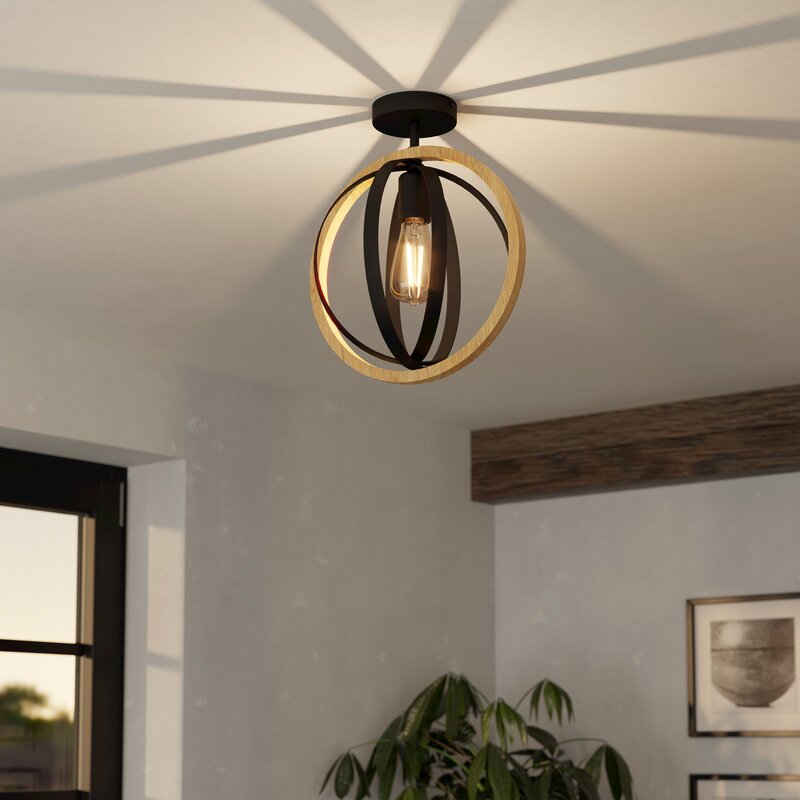 EGLO Deckenleuchte Lampe Basildon Holz Stahl schwarz braun Deckenlampe E27 474 - 9002759437367