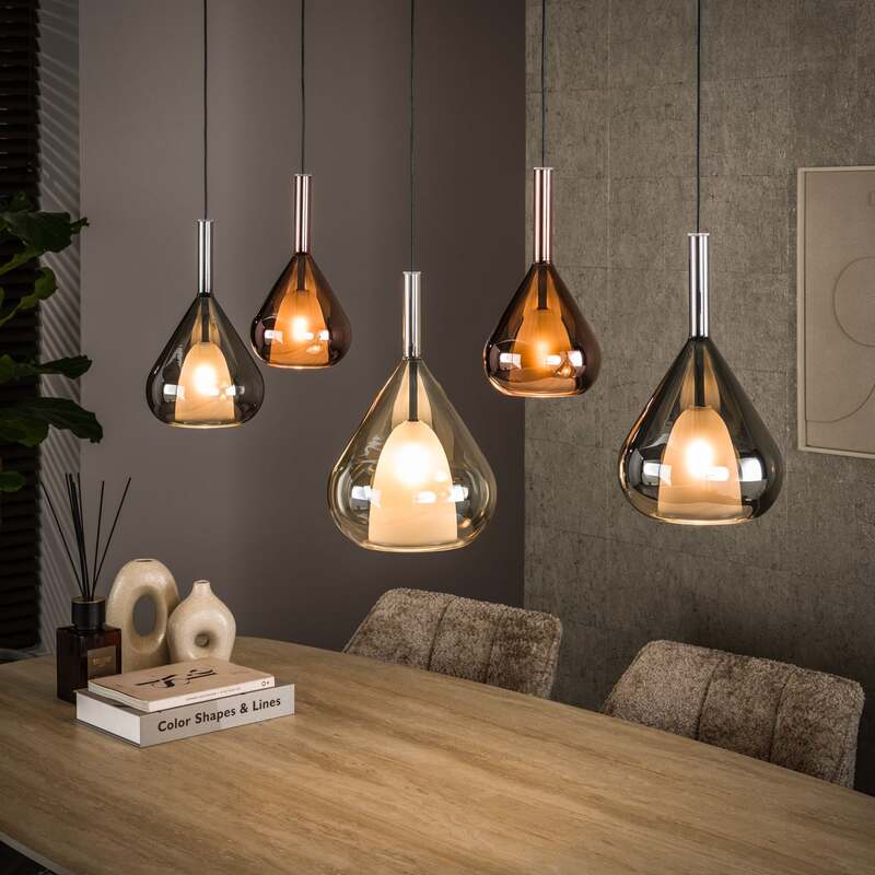 Hängelampe Wings 5-flg dimmbar Pendelleuchte Glas kupfer schwarz braun 120cm - 8713244077166
