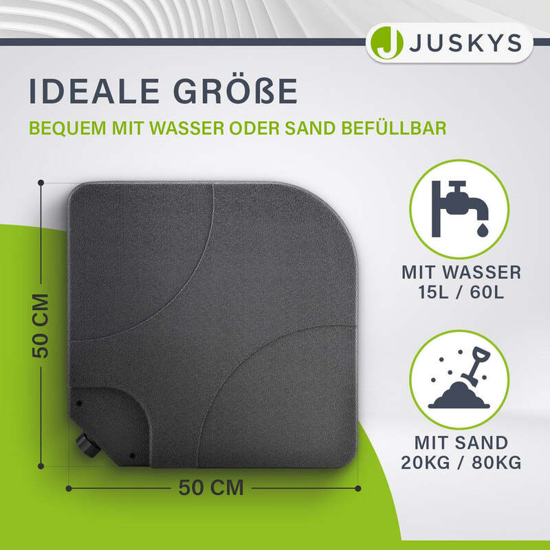Schirmgewicht 4er Set QuadGewicht HDPE befüllbar bis 80kg schwarz stabil - 4260565522850