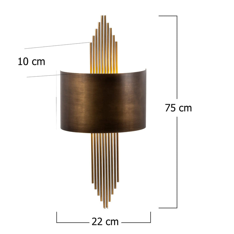 Wandleuchte 619-A gold patiniert dimmbar Wandlampe Metall Höhe 75cm Leuchte - 8681875584608