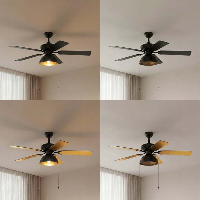 Lucande Deckenventilator Shamoian schwarz-gold leise Ø132cm für Räume bis 25m² - 4251911744736