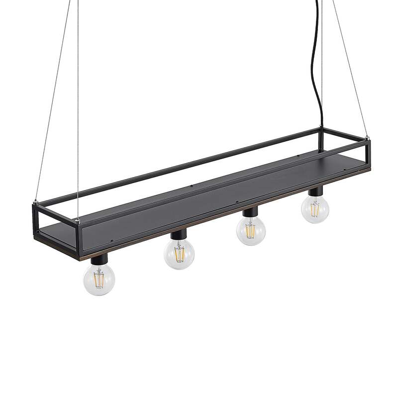 Lindby Hängelampe Hängeleuchte Kirista LED Pendelleuchte Lampe schwarz Holz - 4251911734799