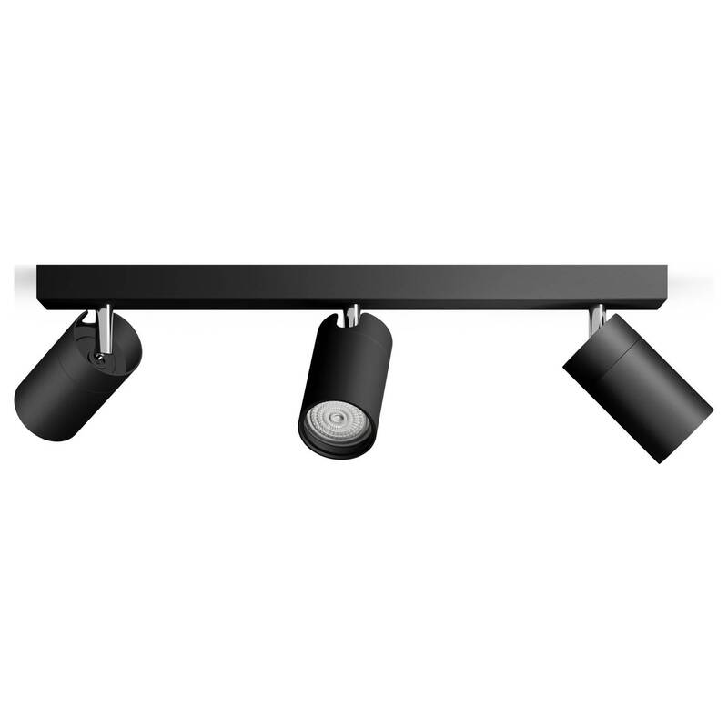 Philips Deckenstrahler GU10 Schwarz dimmbar 3-flammig IP44 Metall 442x83x119mm - 8720169299016