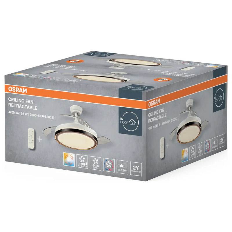 OSRAM HOMELIGHTING Deckenventilator Ventilator 1070 mit Fernbedienung 66W Weiß - 4099854506789