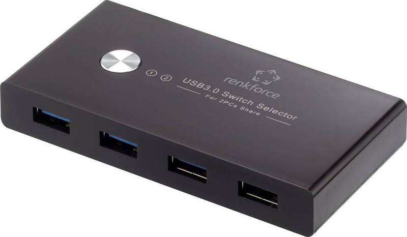 Renkforce RF-SHB-200 4 Port USB 3.2 Gen 1-Umschalter + Hub (USB 3.0) Schwarz - 4064161032535