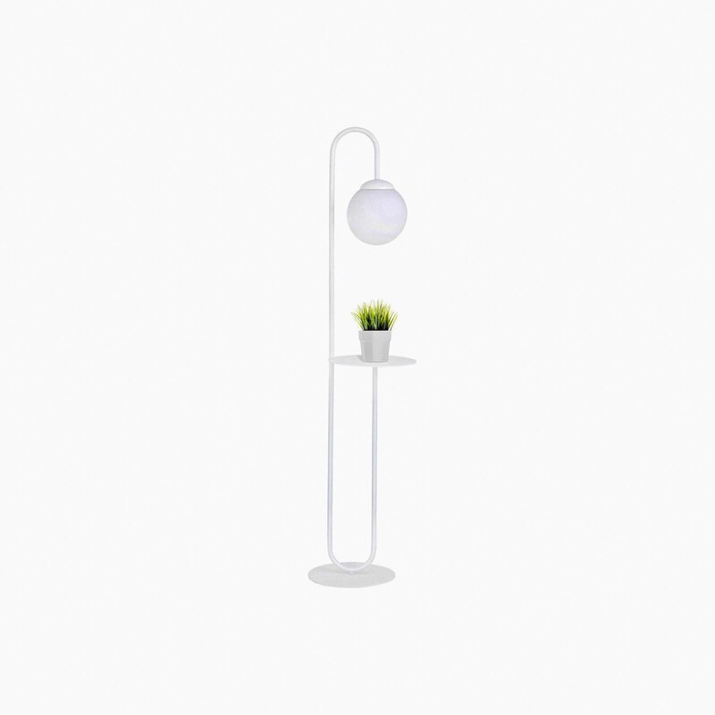 Stehleuchte Bari weiß Metall Glas Stehlampe Lampe Leuchte Spot Licht Leselampe - 5901738889811