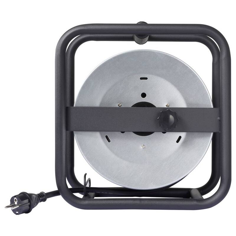 Sygonix Kabeltrommel Kabelrolle 4x Schutzkontaktstecker Deckel IP44 Schwarz 40m - 4064161478746