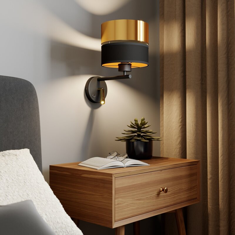 Euluna Wandleuchte Hilton schwarz gold LED-Leselicht Wandleuchte Wandlicht 764 - 5901780525798