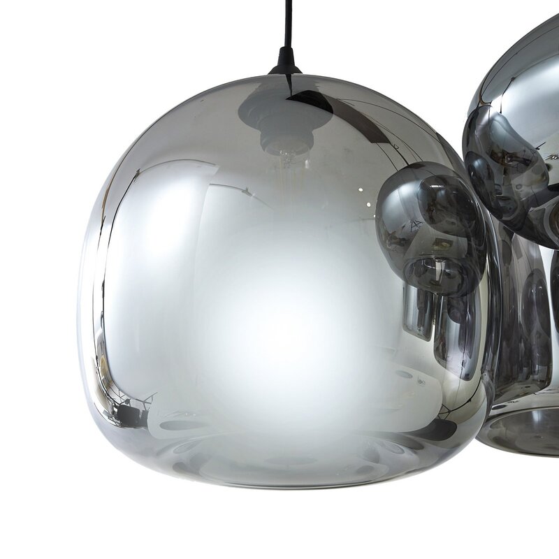 Lindby Hängeleuchte Pendellampe Marla Glas rauchgrau 6fl 108cm E27 dimmbar240 - 4251911797114