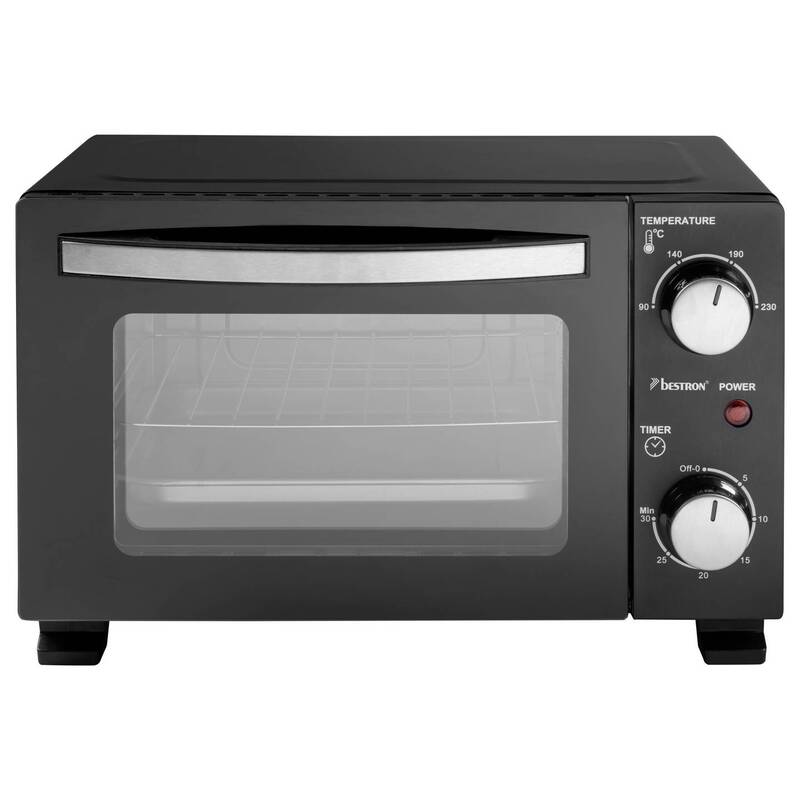 Bestron Mini-Backofen 10l Grillfunktion 800W Elektro schwarz kompakt 230°C - 8712184066612