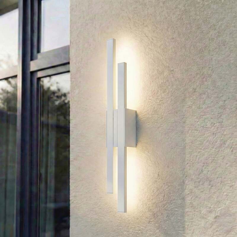 Lindby Außenwandleuchte Sakari LED Gartenlampe Wandleuchte weiß Aluminium 59cm - 4255830907531