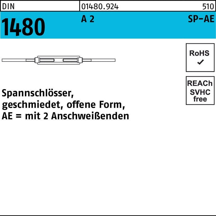 CAB FASTENING Spannschlösser Spannschrauben Edelstahl DIN 1480 offen 4 STÜCK - 4043952368541