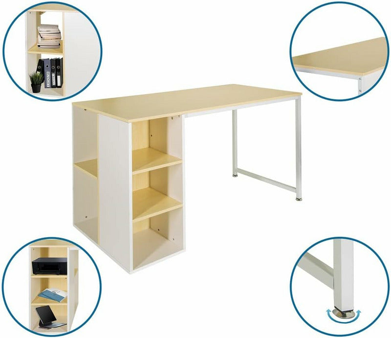 hjh OFFICE Schreibtisch Computertisch WORKSPACE H II 120x60 cm weiß eiche - 4064323014027
