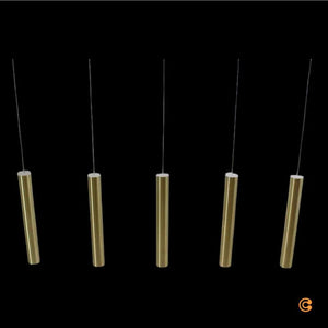 B-Ware Fabas Luce LED-Hängeleuchte Pendelleuchte Prado gold 5-flammig linear dimmbar